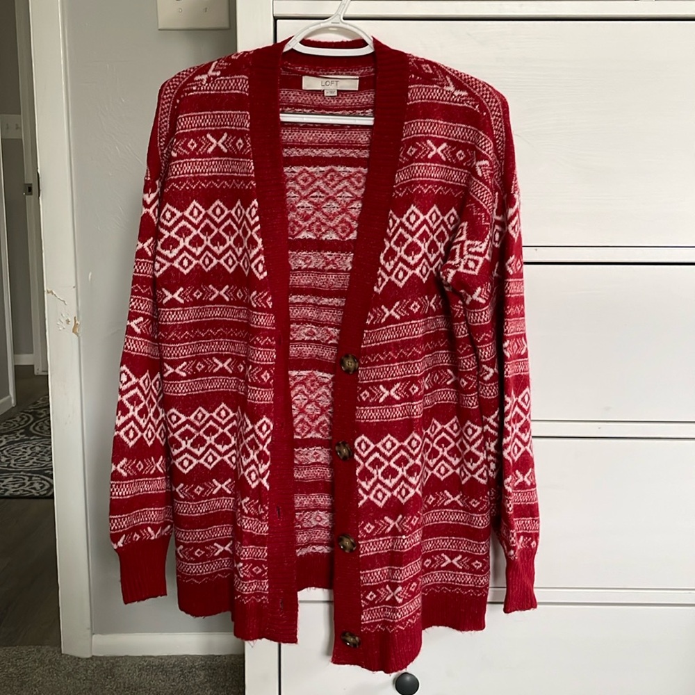 Red Fair Isle Loft Cardigan